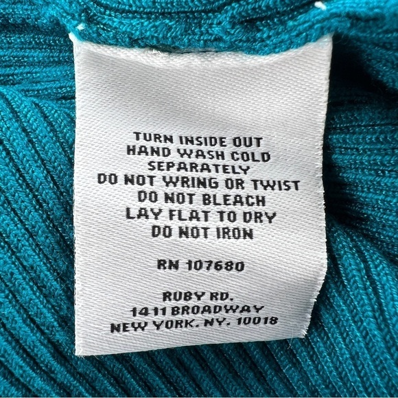 MEDIUM RUBY RD TEAL BLUE BEADED RIBBED KNIT TANK SLEEVELESS STRETCH - Picture 9 of 9